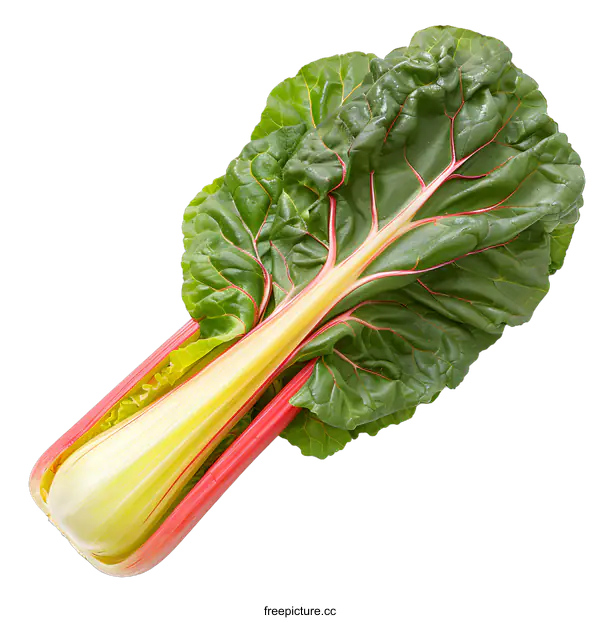 [Transparent Background PNG]Fresh Red and Green Swiss Chard Leaf Isolated on White Background