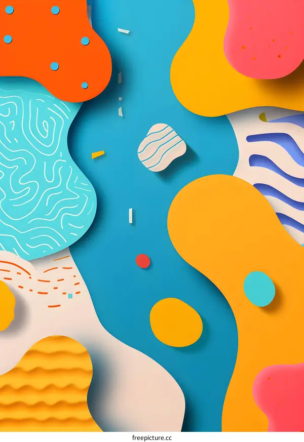 Abstract Shapes With Colorful Paper Cutout Style