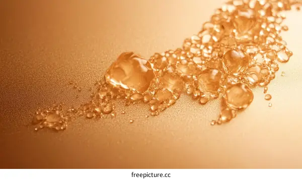 Golden Liquid Drops Abstract Background