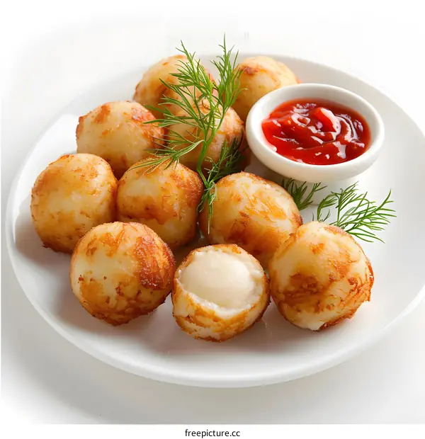 fried potato balls with cheese filling
