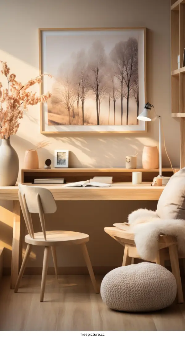 Minimalist Home Office Design with Natural Elements