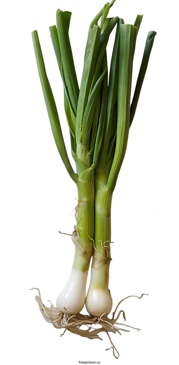 [Transparent Background PNG]Fresh Green Onions on White Background