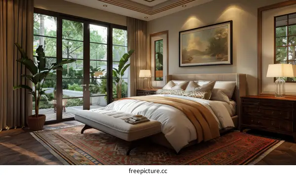 Elegant Modern Bedroom Interior Design Illustration