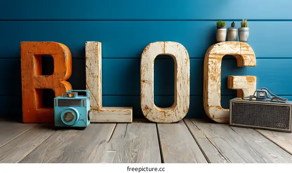 Vintage Wooden Letters Spelling BLOG