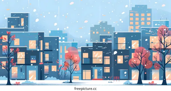 Snowy Cityscape Illustration