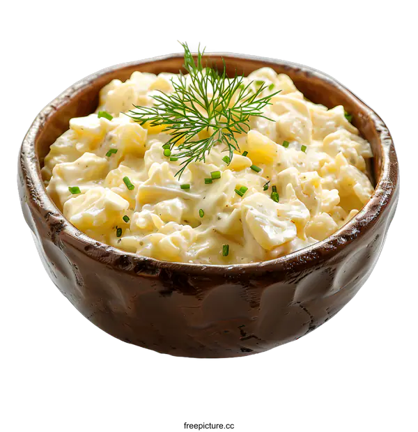 [Transparent Background PNG]Potato salad with mayonnaise and dill in bowl