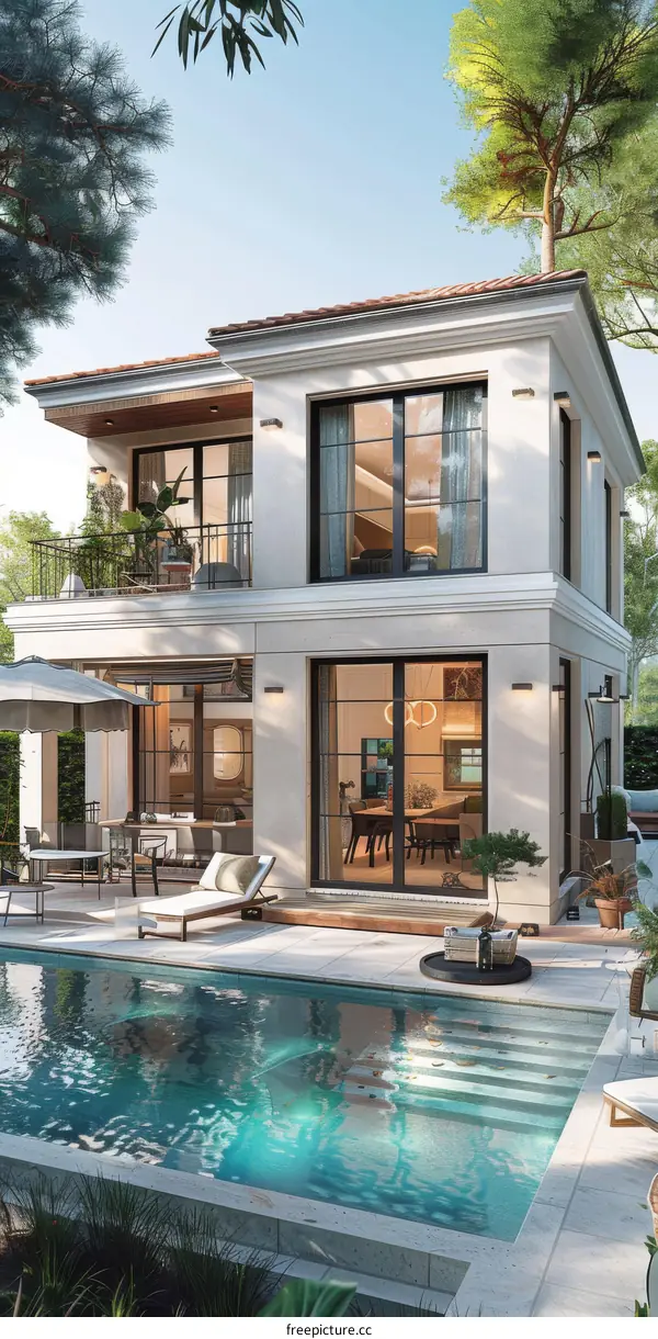 Modern Mediterranean Villa with Pool and Garden