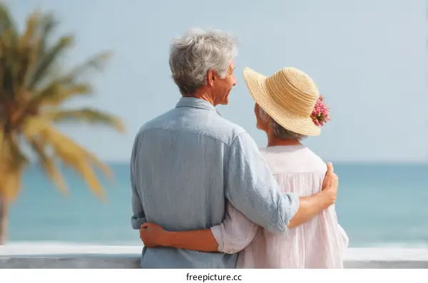 Elderly Couple Enjoying Seaside View