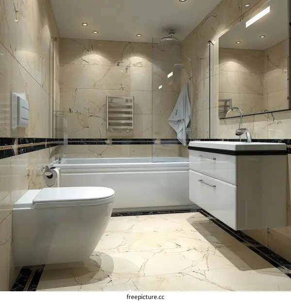 Modern Elegant Bathroom Design Illustration