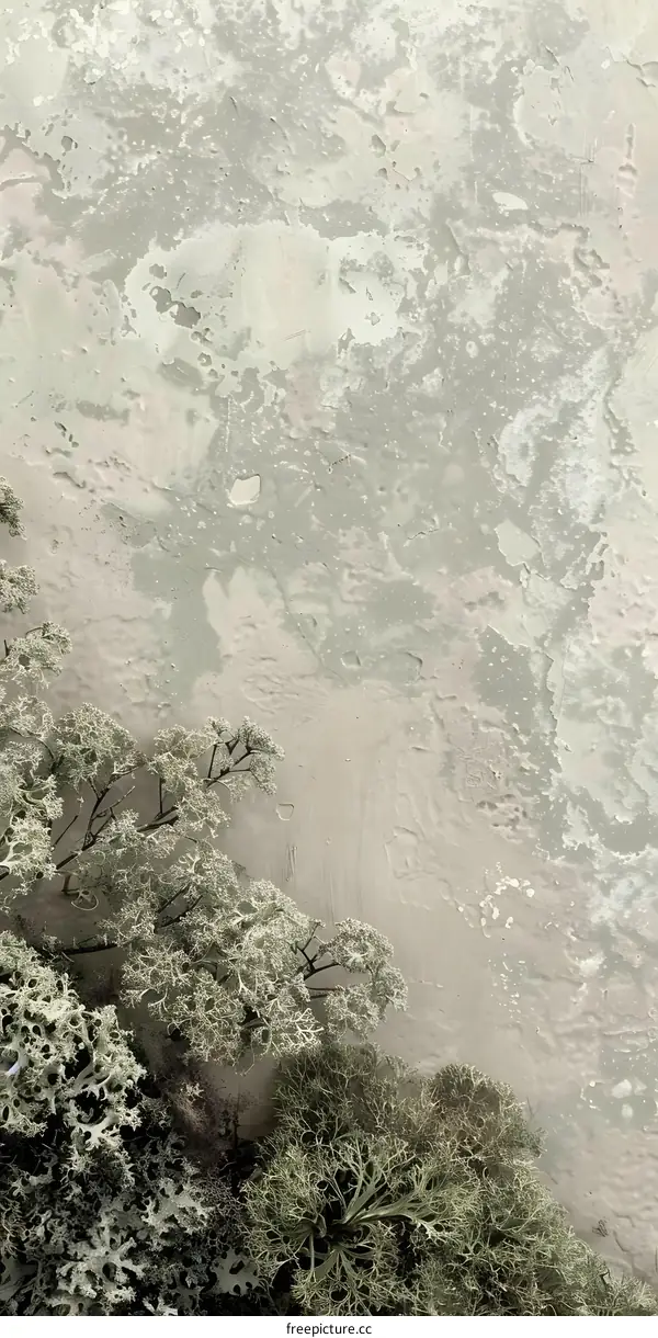 Closeup of Green and White Lichen on a Wall