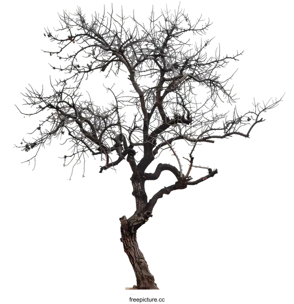 [Transparent Background PNG]Isolated Tree Trunk With Bare Branches Against transparent background