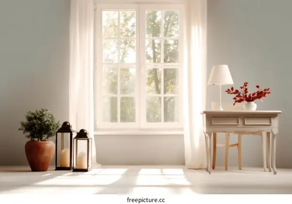 Cozy Room with Sunlight and Lanterns