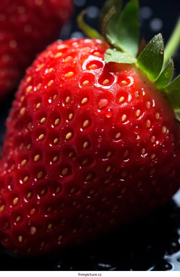 Fresh Red Strawberries with Water Drops