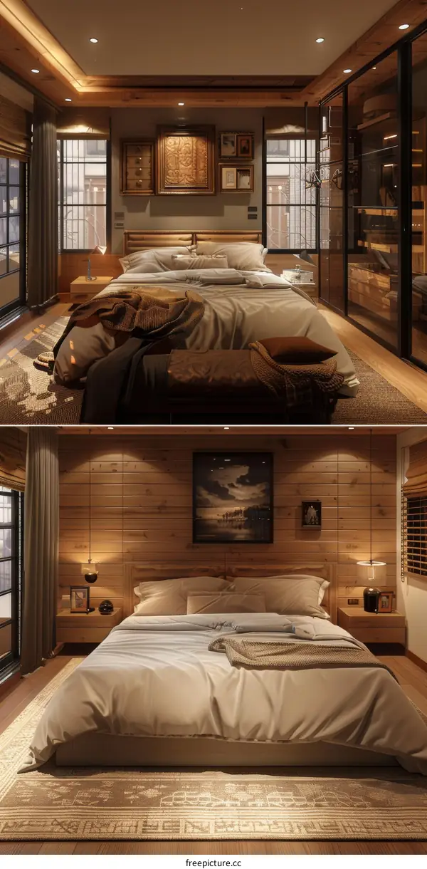 Wooden Bedroom Interior Design Illustration