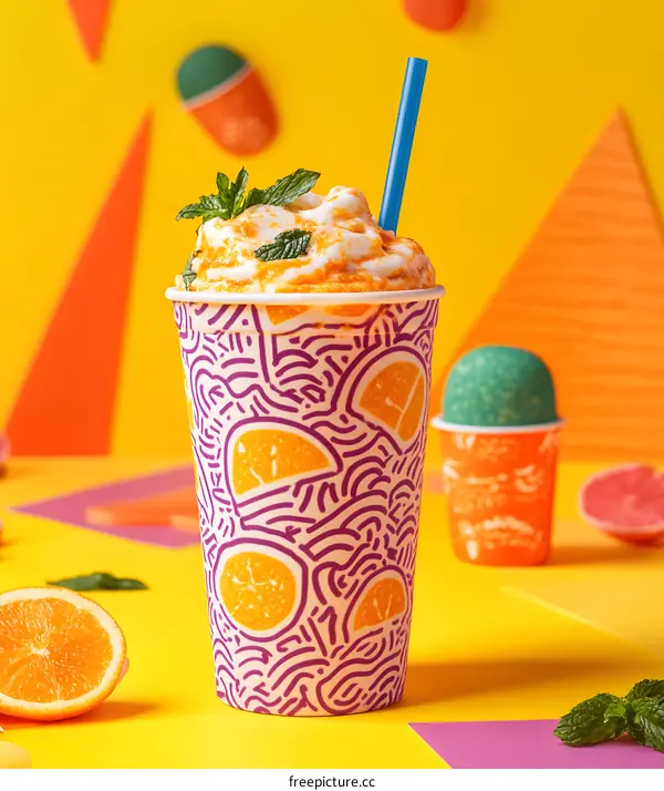 Orange Creamsicle Smoothie in a Colorful Cup