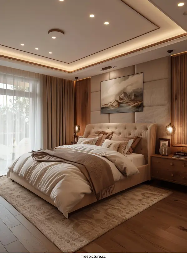 Elegant Beige Bedroom Interior Design