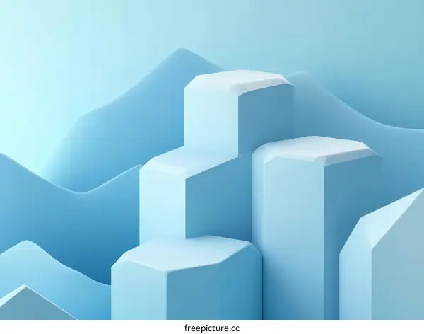 Abstract Light Blue Geometric Display Podiums