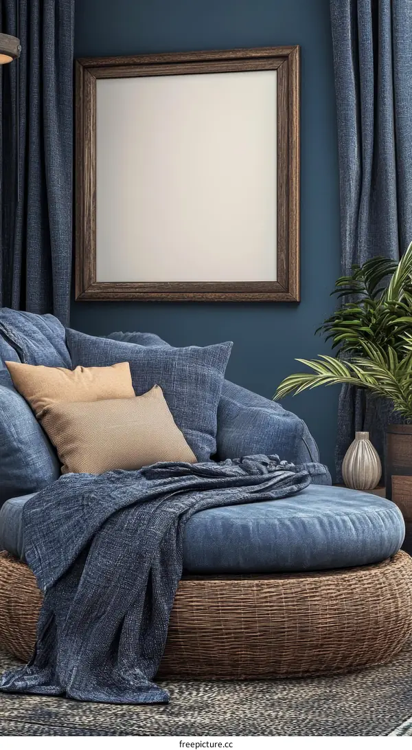 Modern Farmhouse Living Room with Blank Frame