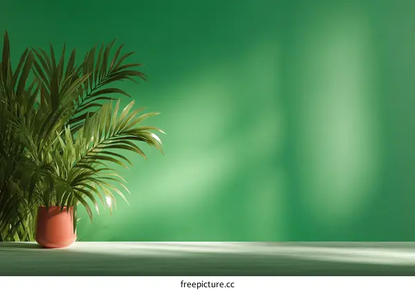 Green Background with Tropical Plant