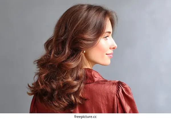 Woman with Stylish Wavy Brown Hair