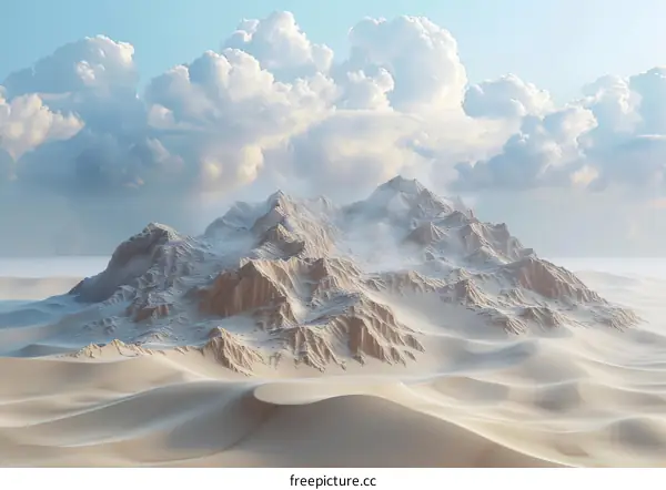 Majestic Mountains and Clouds Over a Desert Landscape