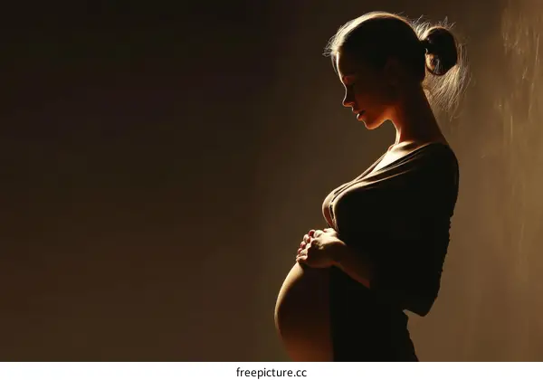 Pregnant Woman Silhouette Portrait