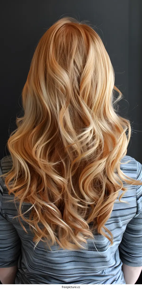 Long Blonde Hair Woman Back View