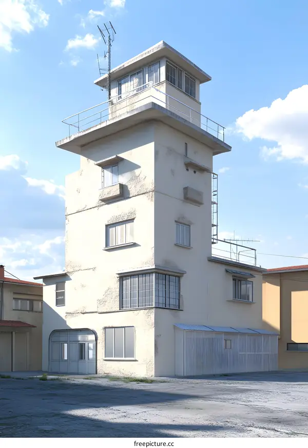 Old White Building With Tower