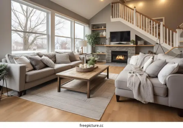 Bright & Airy Living Room with Fireplace