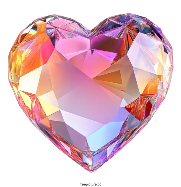[Transparent Background PNG]Multifaceted Heart Shaped Crystal Gem