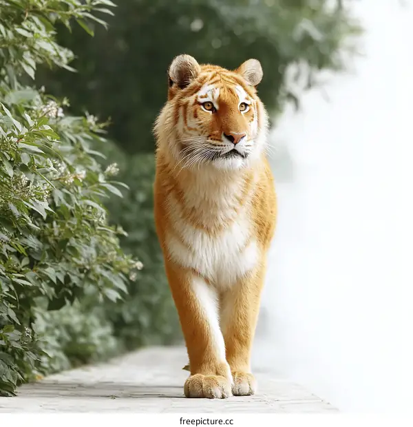 Golden Tiger Walking in Nature