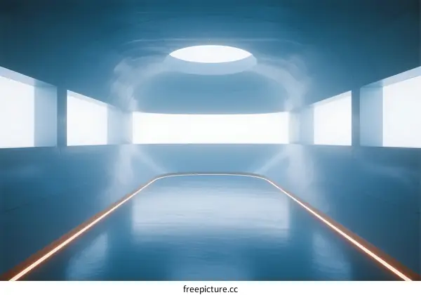 Indoor Swimming Pool with Ceiling Skylight and Blue Water