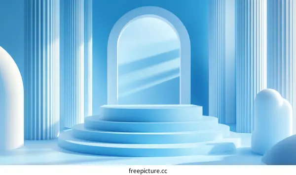 Modern Light Blue Architectural Scene Illustration