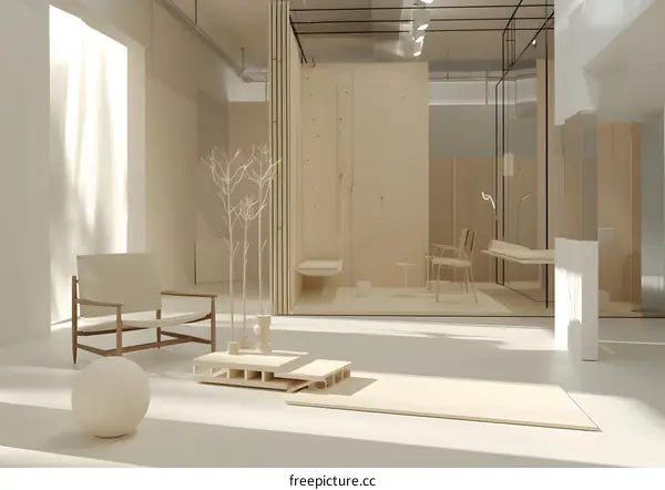 Minimalist Interior Design with Wooden Furniture and Natural Light