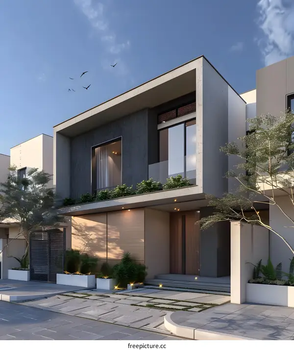 Modern Minimalist House Exterior Design with Wooden Paneling