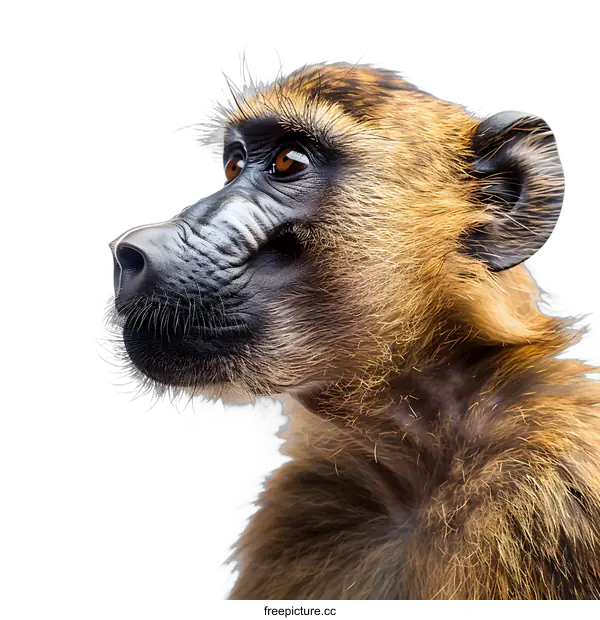 [Transparent Background PNG]Baboon Portrait on White Background