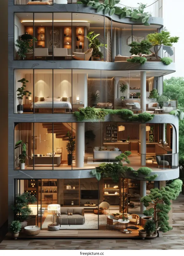 Modern Vertical Garden Apartment Complex