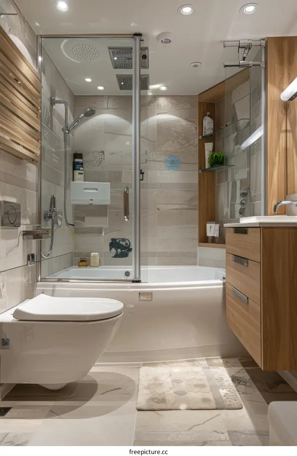 Modern Bathroom with Tub and Shower