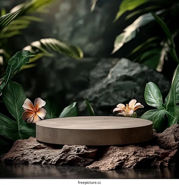 Natural Wooden Display Podium in Jungle Setting
