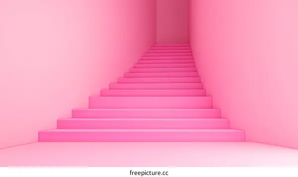 Pink Stairs in a Minimalist Interior Design