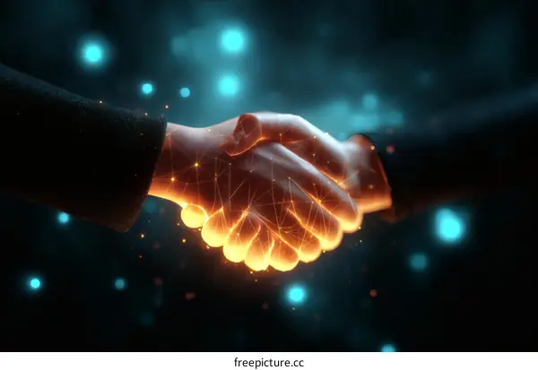 Digital Handshake Illustrating Global Collaboration