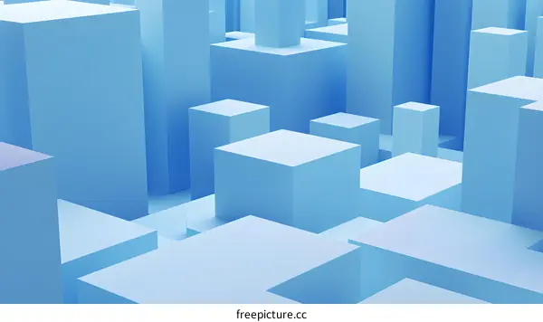 Abstract Blue 3D Cube City Background