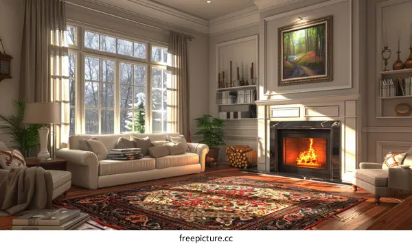 Elegant Living Room Interior Design Illustration