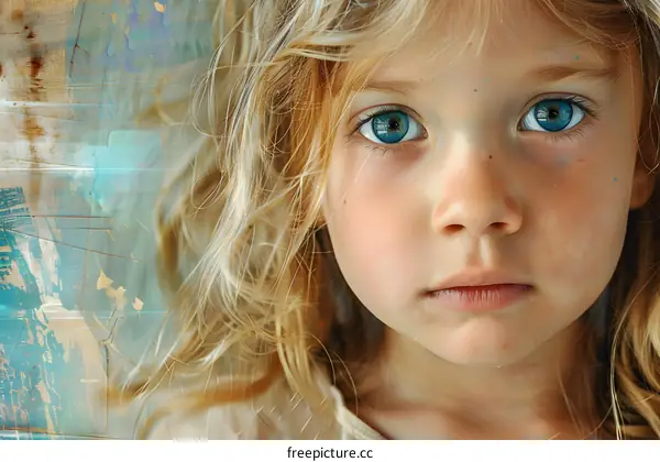 Portrait of a young girl with blue eyes