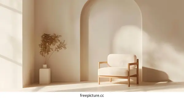 Minimalist Interior Design with Beige Tones and Archway