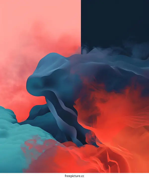 Abstract Blue Red Swirls and Shapes