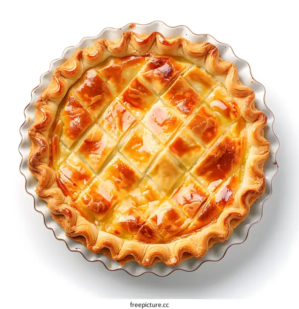 Fresh baked pie isolated on white background