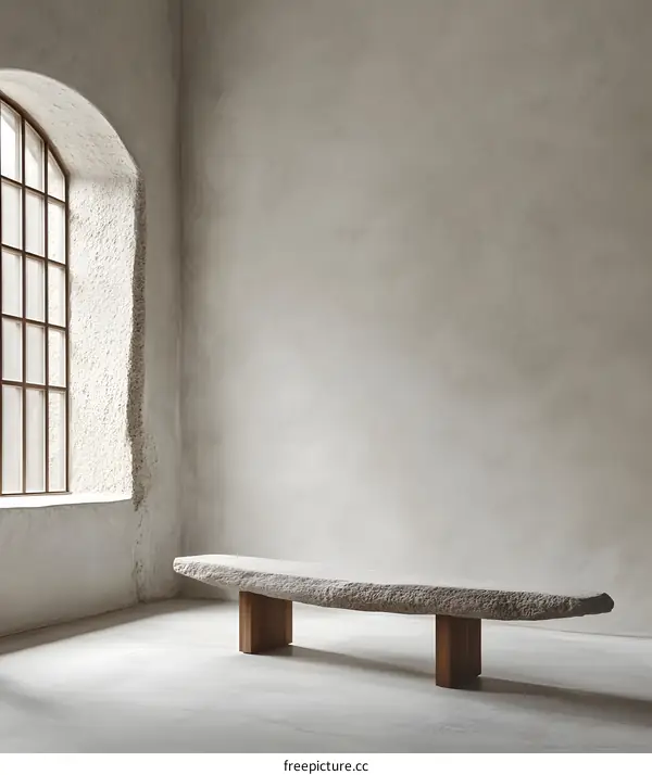 Stone Bench in Minimalist Interior