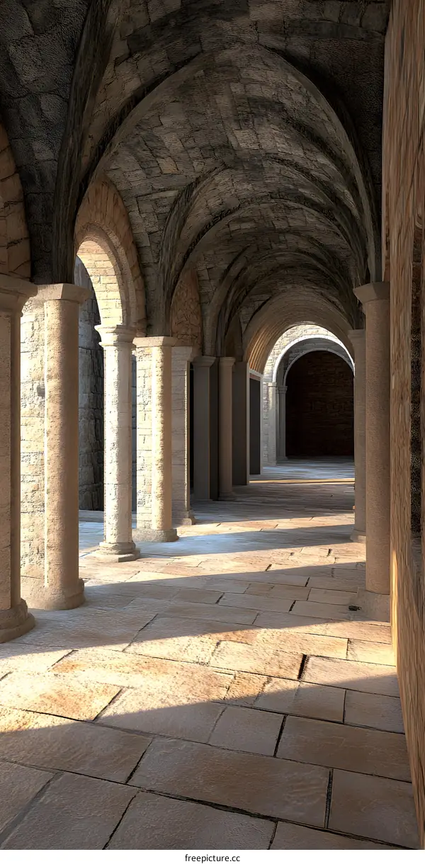 Stone Archway Corridor Interior Architecture