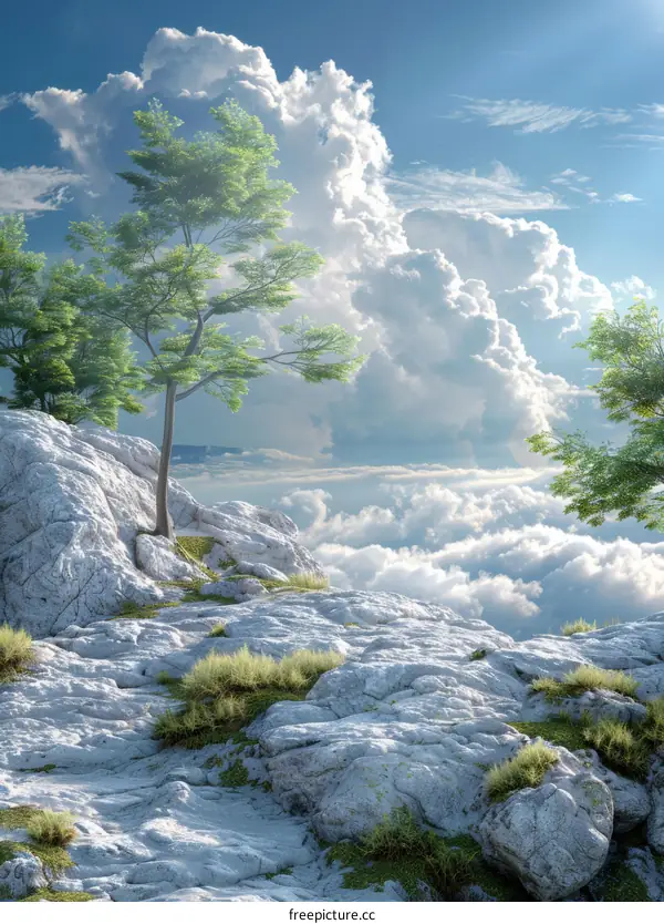 Majestic Mountain Peak with Clouds